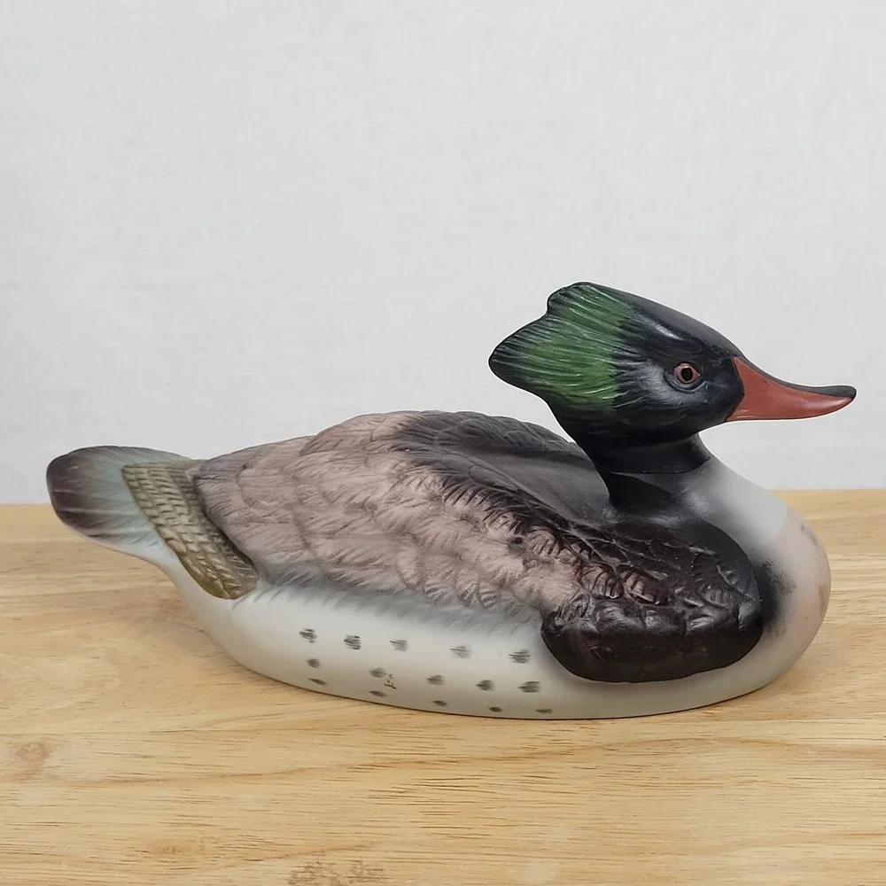 Vintage Sigma the Tastesetter Ceramic Merganser Duck Decoy Figurine Rustic Cabin